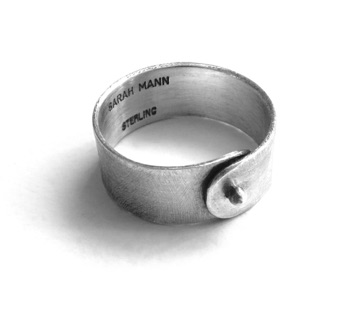RIVET $95-sterling silver ring with sanding disk texture on band (3/16" wide band) made to size specifications RIVET $95-sterling silver ring with sanding disk texture on band (3/16" wide band) made to size specifications